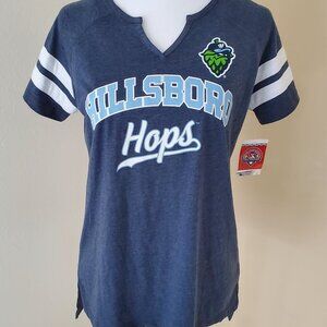 Women’s MiLB Hillsboro Hops T-Shirts Size Small/Petite NWT Heather Blue